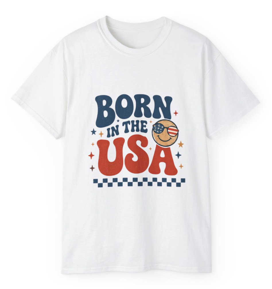 Born in the USA Smiley Face Emoji T-Shirt