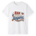 Red White & Groove Peace & Love Retro T-Shirt
