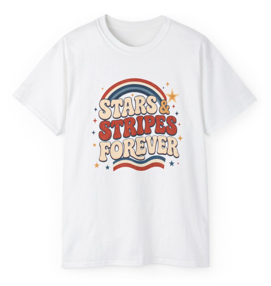 Stars & Stripes Forever Rainbow Retro T-Shirt